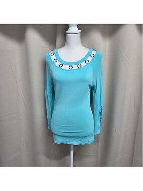 Radzoli Aqua Mini Dress Silver Ring Accents Festival Raver Size S